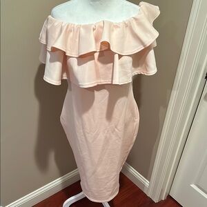 Boohoo Blush Off-Shoulder Dress